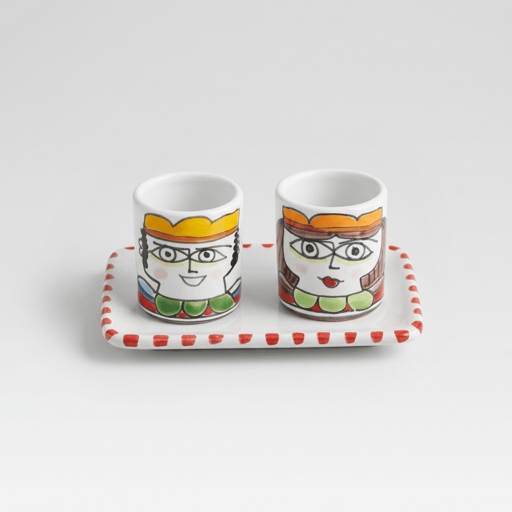 Set Tazzine da Caffè Cilindriche con Vassoio Re e Regina - Sua Maestà Sicilia