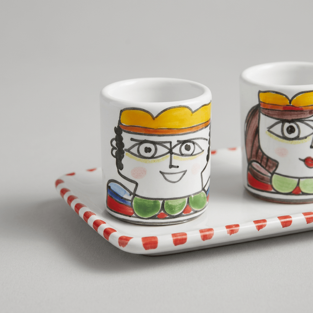 Set Tazzine da Caffè Cilindriche con Vassoio Re e Regina - Sua Maestà Sicilia