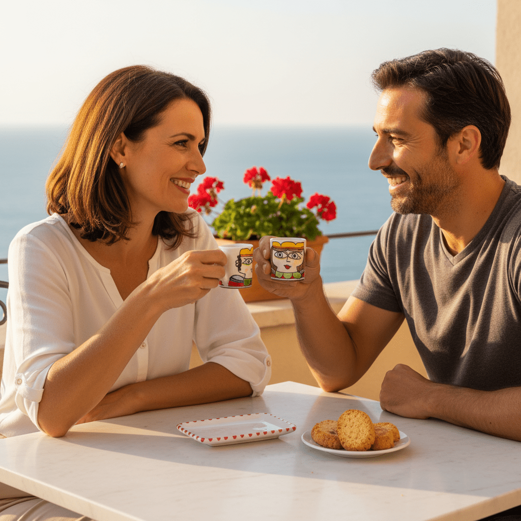Set Tazzine da Caffè Cilindriche con Vassoio Re e Regina - Sua Maestà Sicilia