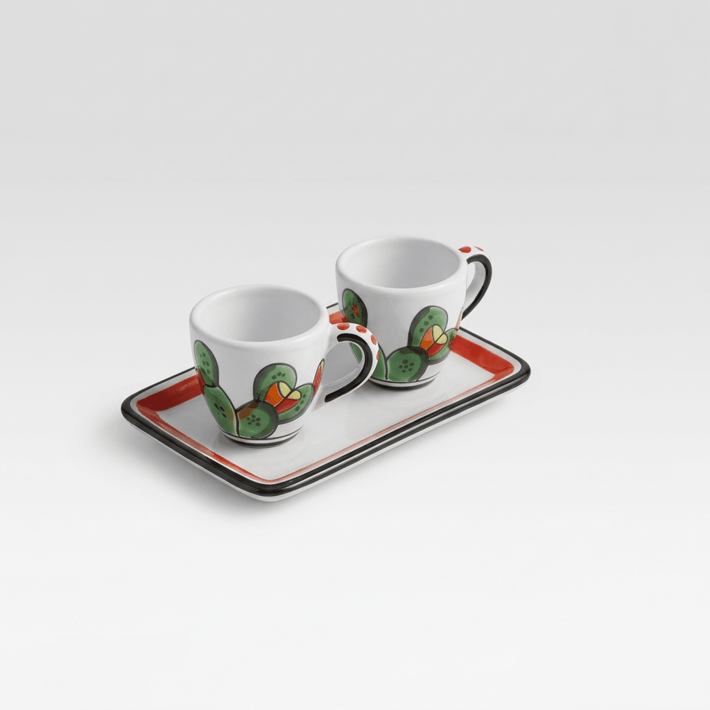 Set Tazzine da Caffè con Vassoio Fichi d' India - Sua Maestà Sicilia