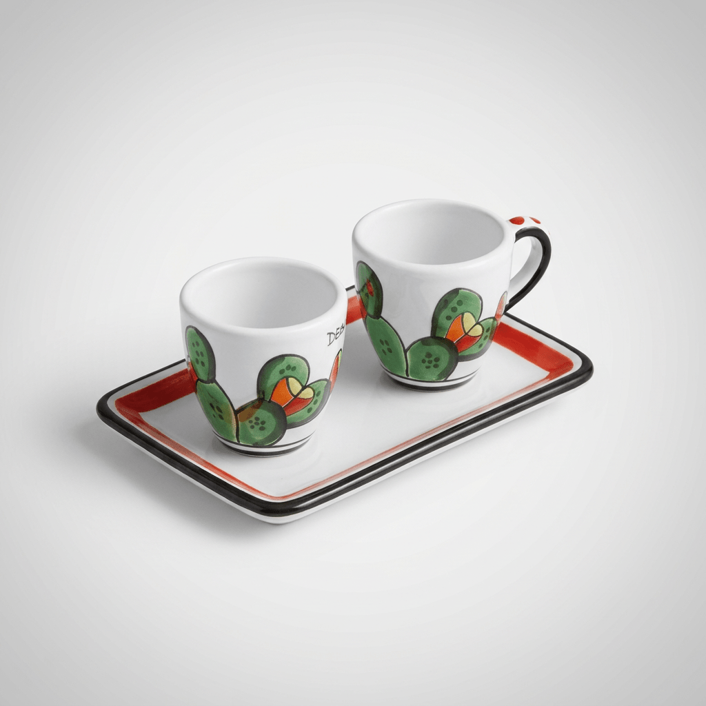 Set Tazzine da Caffè con Vassoio Fichi d' India - Sua Maestà Sicilia
