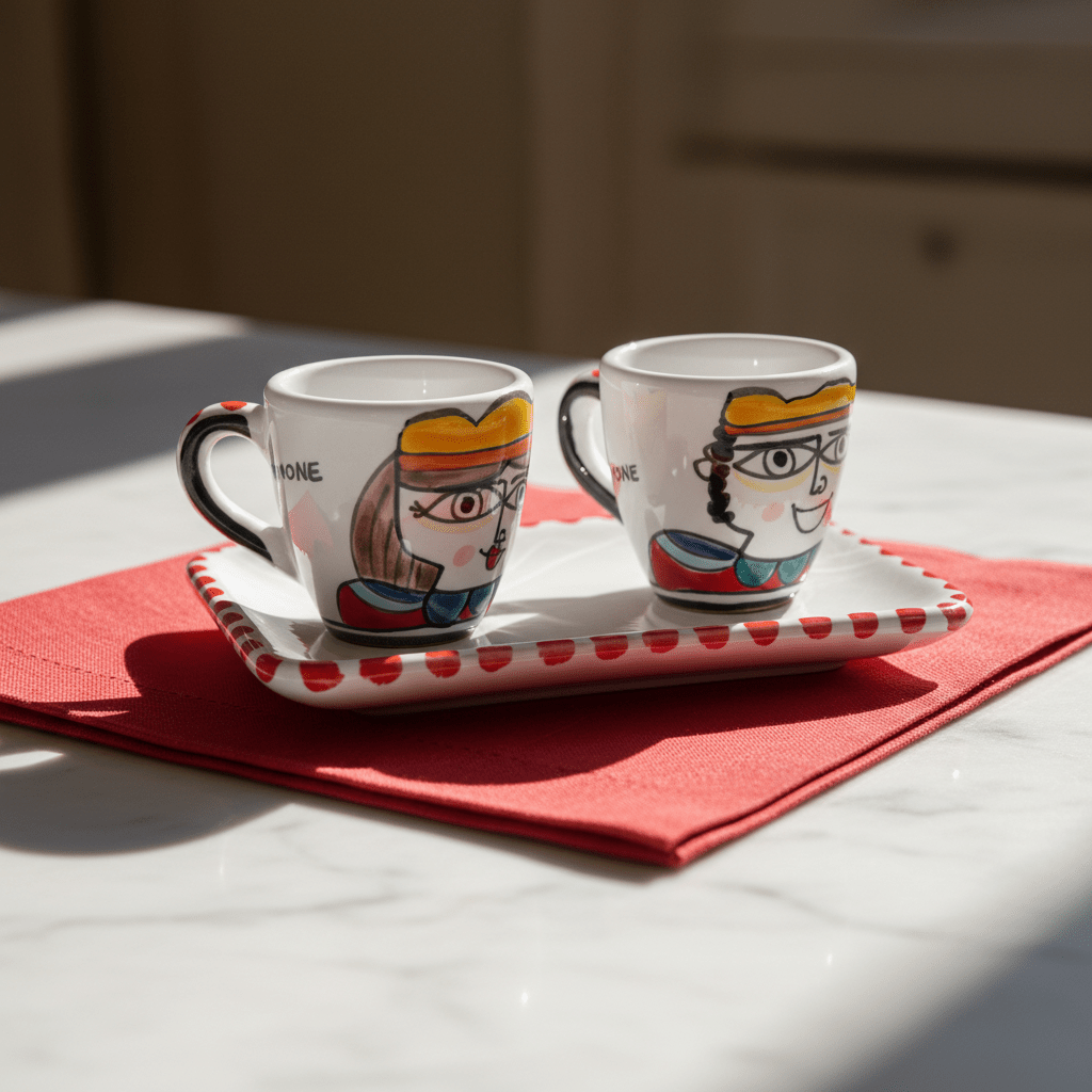 Set Tazzine da Caffè con Vassoio Re e Regina - Sua Maestà Sicilia