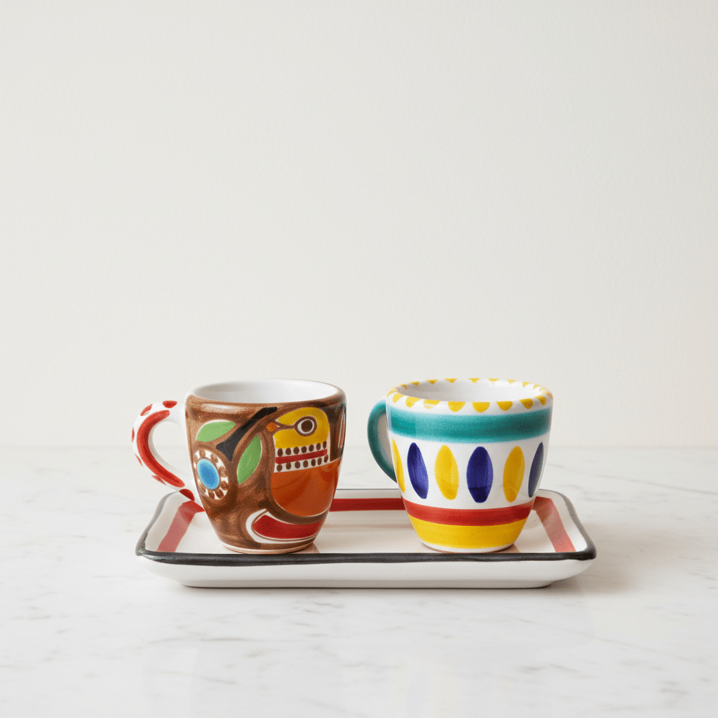Set Tazzine da Caffè con Vassoio Usignolo - Sua Maestà Sicilia