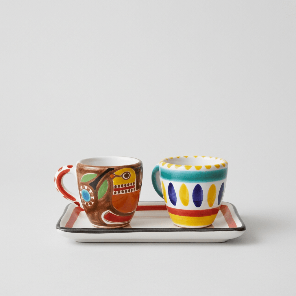 Set Tazzine da Caffè con Vassoio Usignolo - Sua Maestà Sicilia