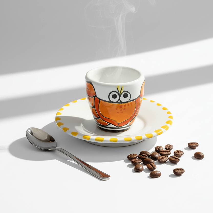 Tazzina da caffè con piattino Granchio