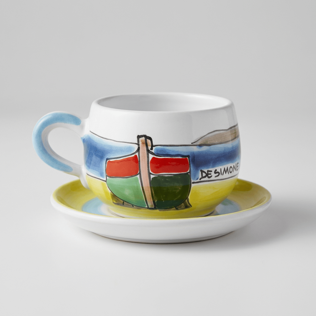 Tazza da Cappuccino con Piattino Dammusi Elaborato - Sua Maestà Sicilia