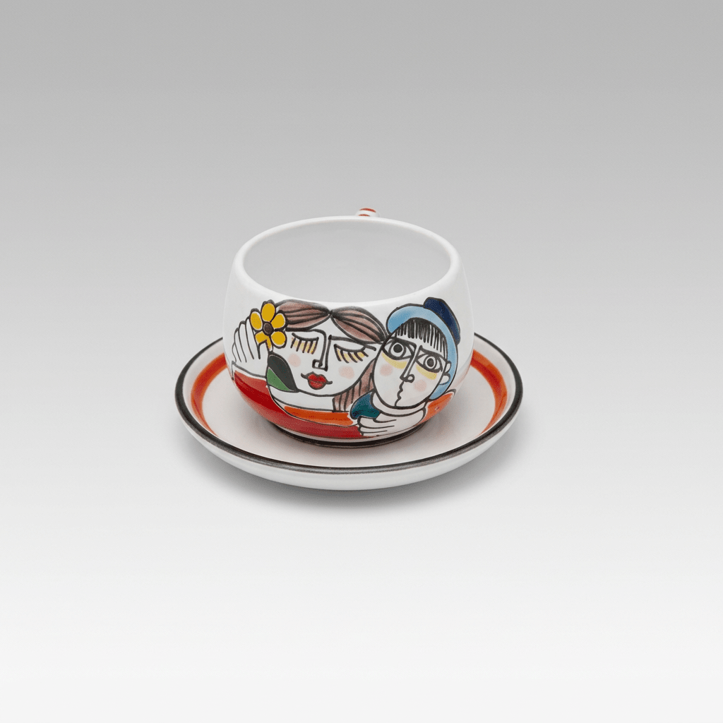 Cappuccino Cup and Saucer with Sweethearts
