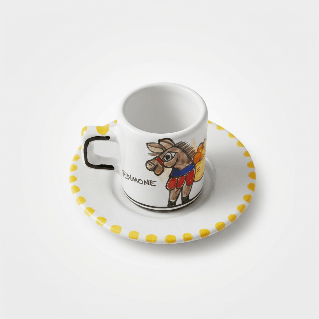 Tazzina da caffè cilindrica con piattino Asinello - Sua Maestà Sicilia