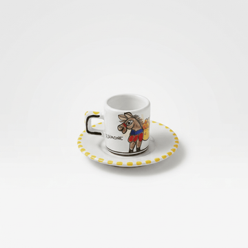 Tazzina da caffè cilindrica con piattino Asinello - Sua Maestà Sicilia