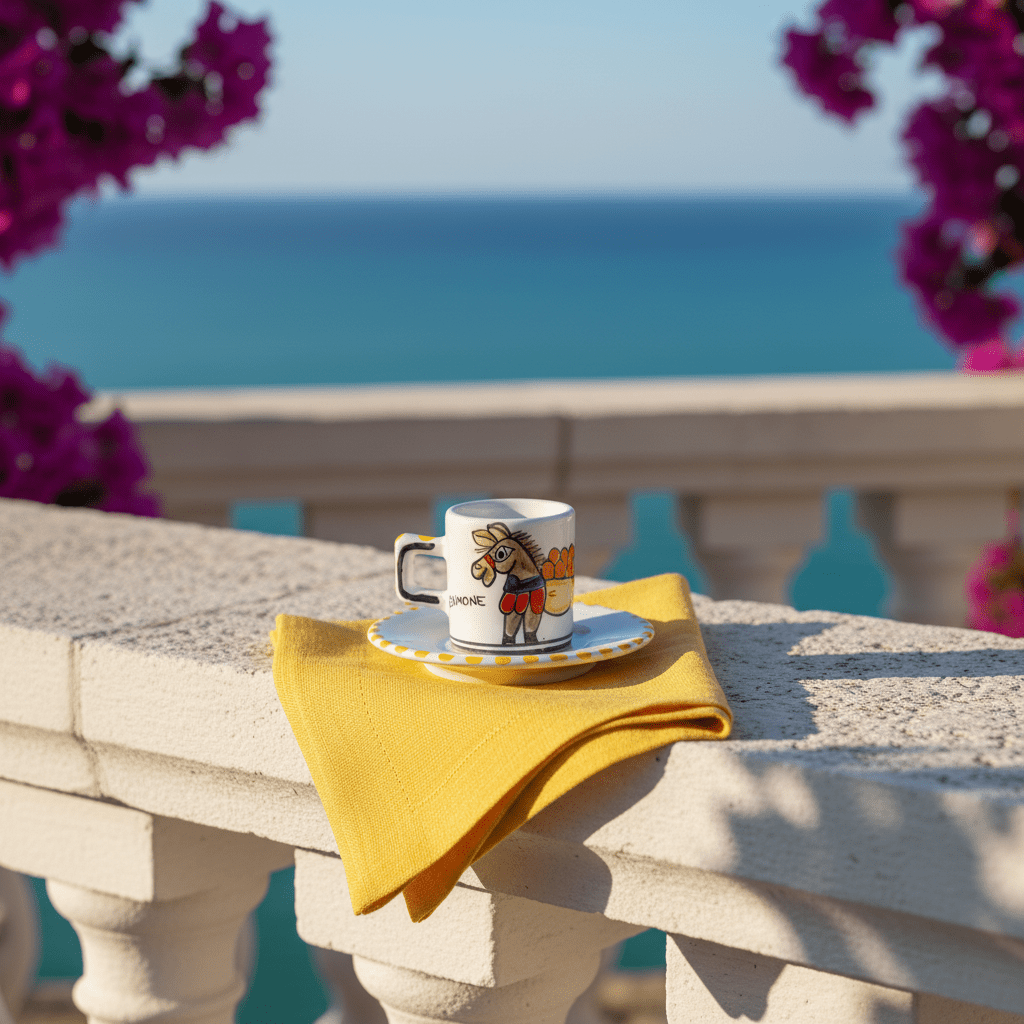 Tazzina da caffè cilindrica con piattino Asinello - Sua Maestà Sicilia