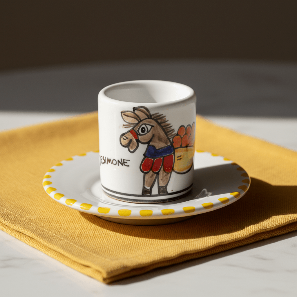 Tazzina da caffè cilindrica con piattino Asinello - Sua Maestà Sicilia