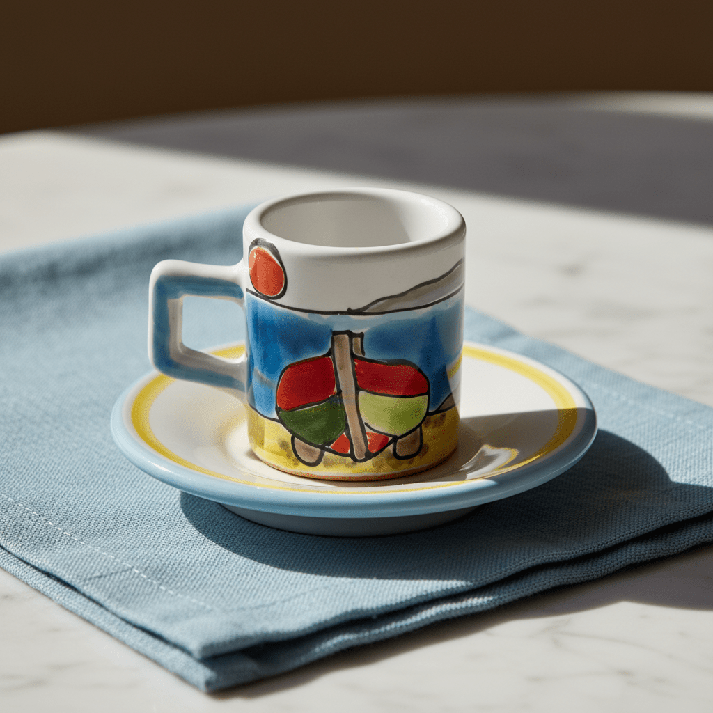 Tazzina da caffè cilindrica con piattino Dammusi Elaborato - Sua Maestà Sicilia