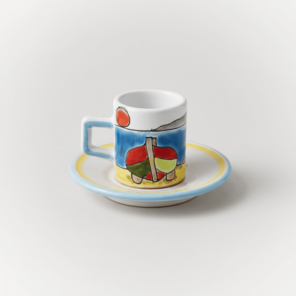 Tazzina da caffè cilindrica con piattino Dammusi Elaborato - Sua Maestà Sicilia