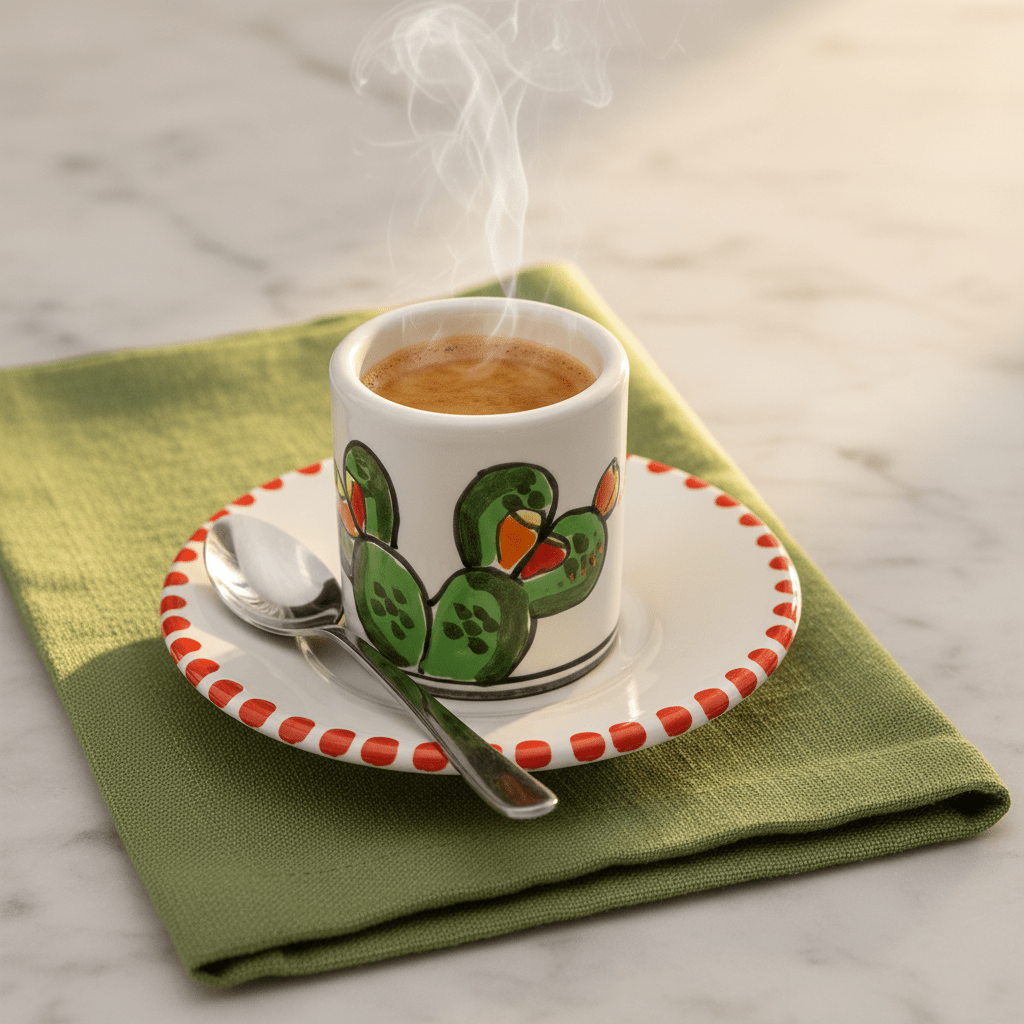 Tazzina da caffè cilindrica con piattino Ficus - Sua Maestà Sicilia