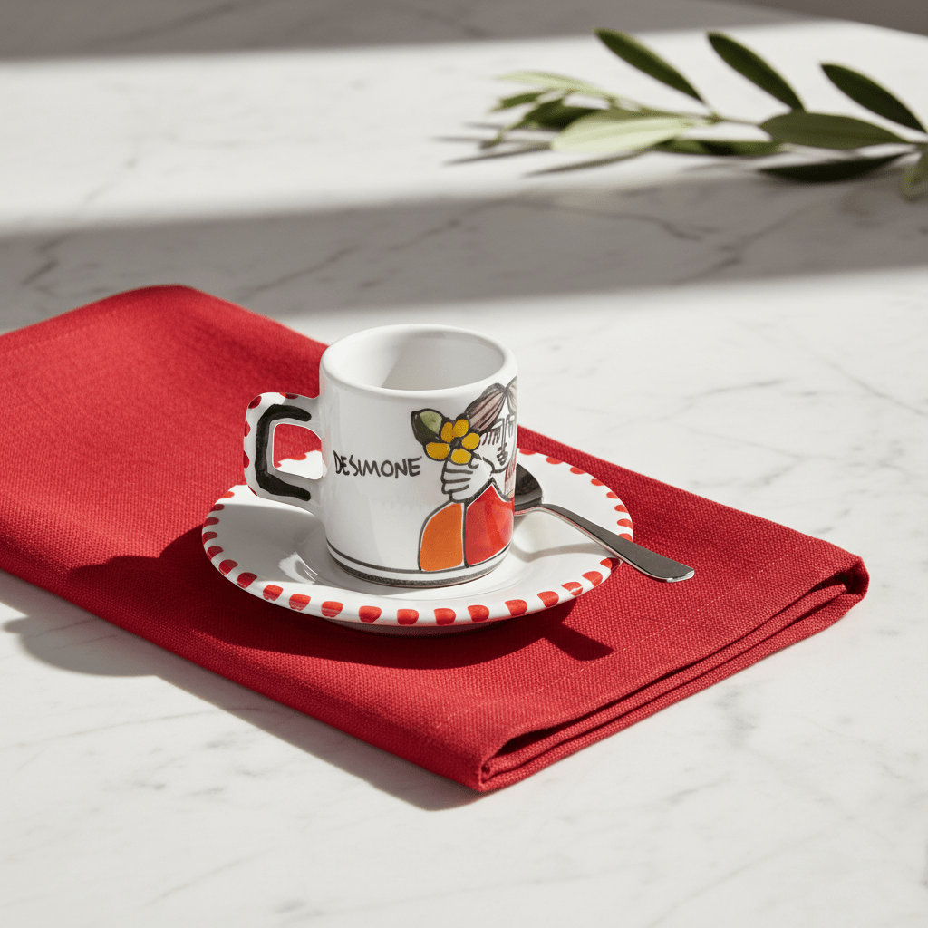 Tazzina da caffè cilindrica con piattino Fidanzati - Sua Maestà Sicilia