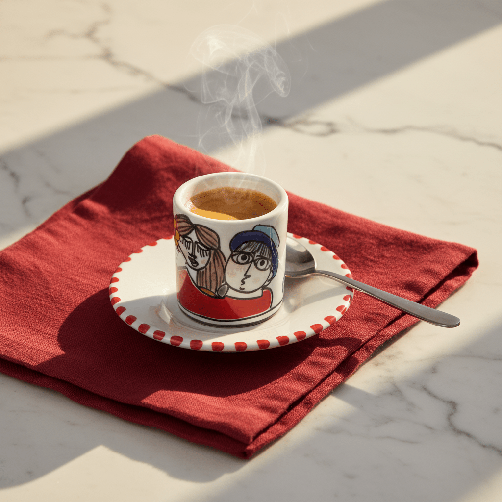 Tazzina da caffè cilindrica con piattino Fidanzati - Sua Maestà Sicilia