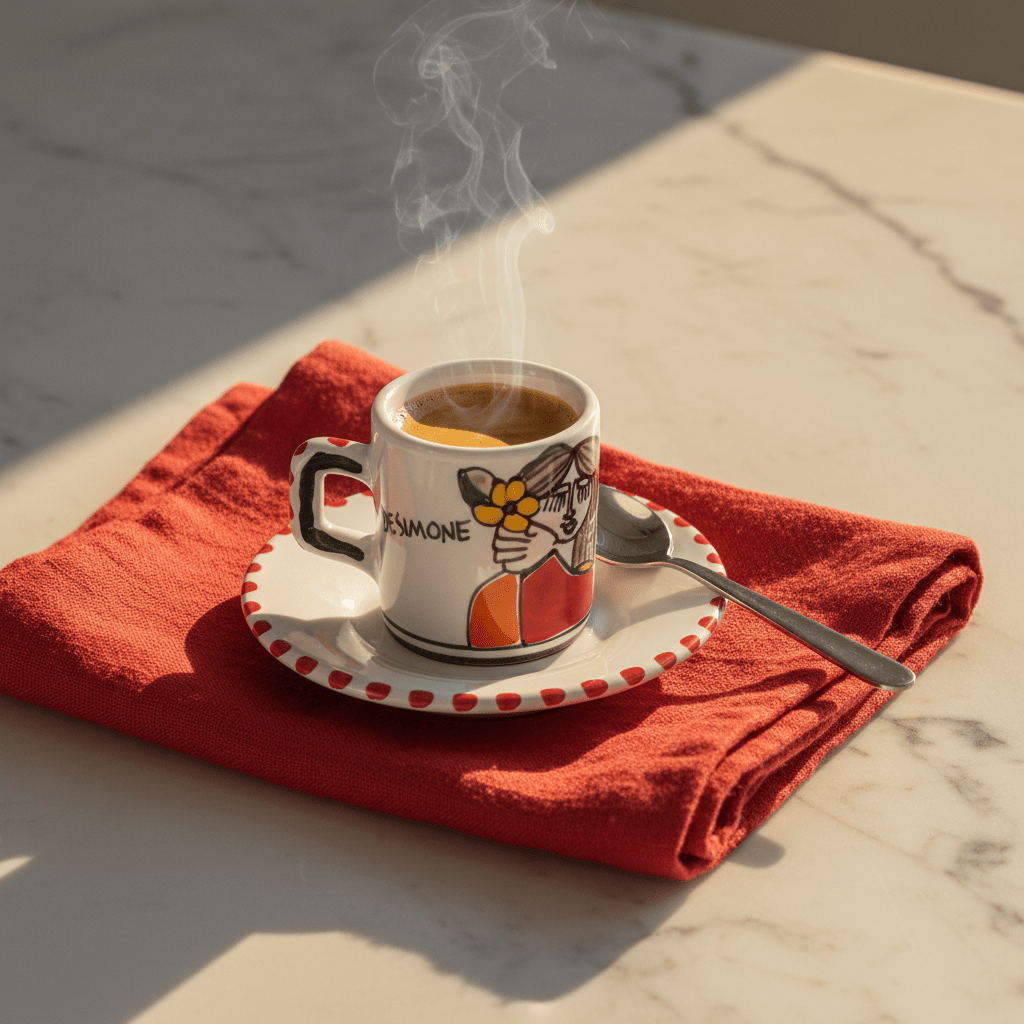 Tazzina da caffè cilindrica con piattino Fidanzati - Sua Maestà Sicilia