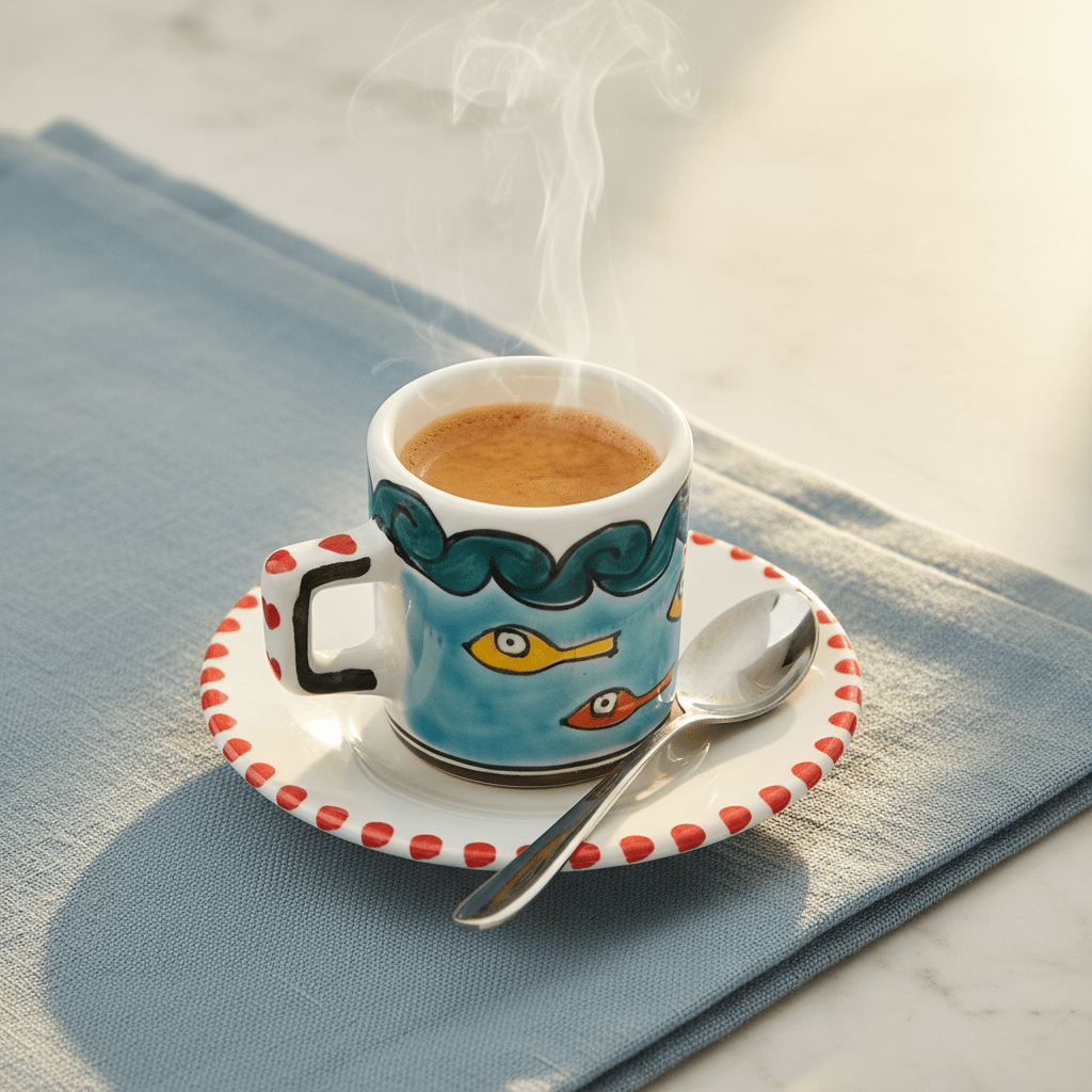 Tazzina da caffè cilindrica con piattino Gadir - Sua Maestà Sicilia