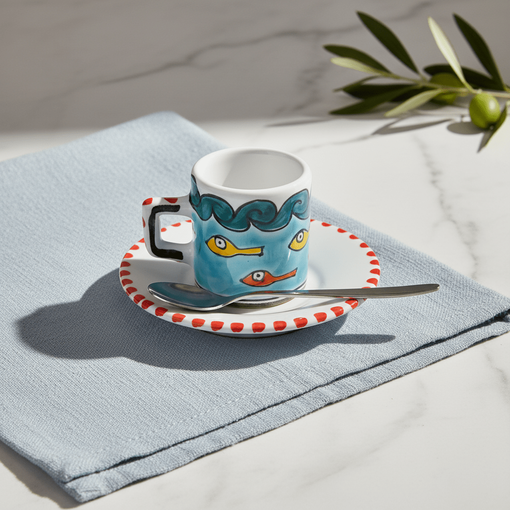 Tazzina da caffè cilindrica con piattino Gadir - Sua Maestà Sicilia