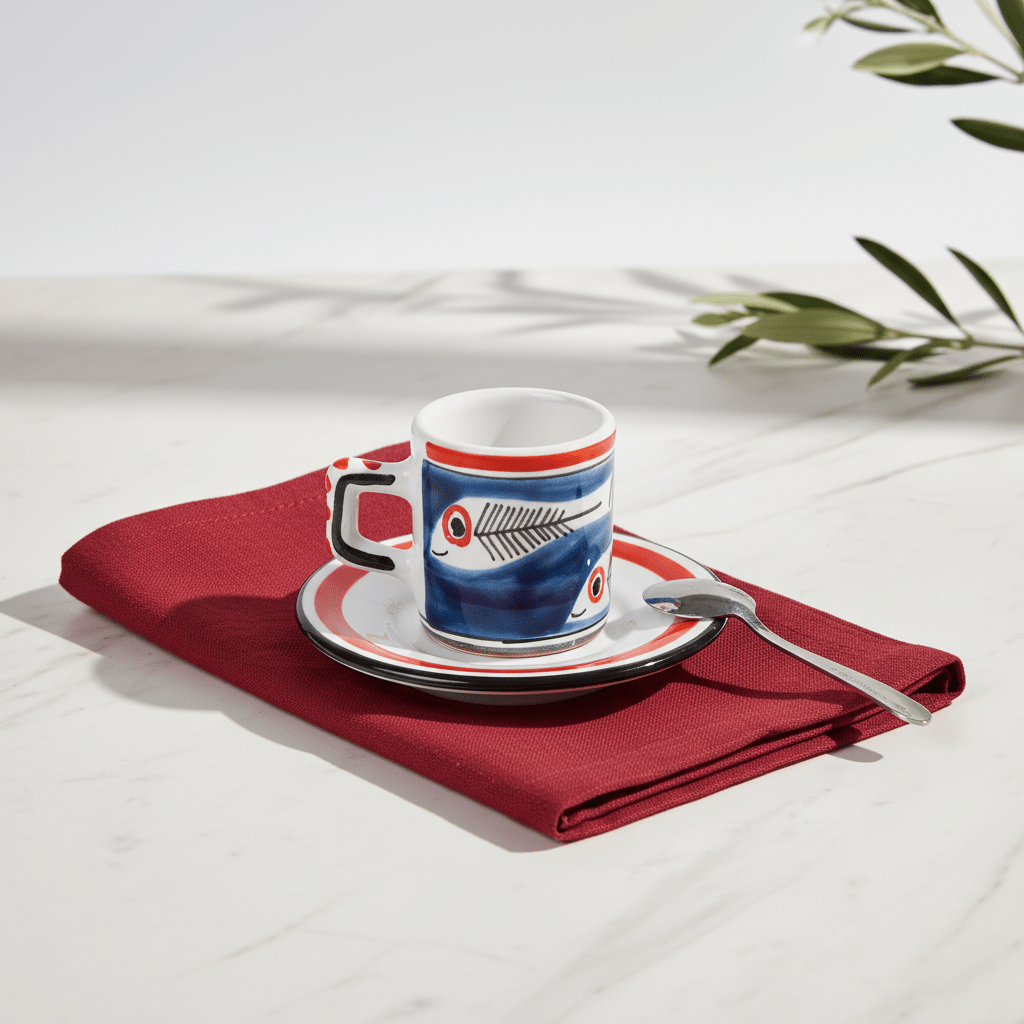 Tazzina da caffè cilindrica con piattino Itaca - Sua Maestà Sicilia