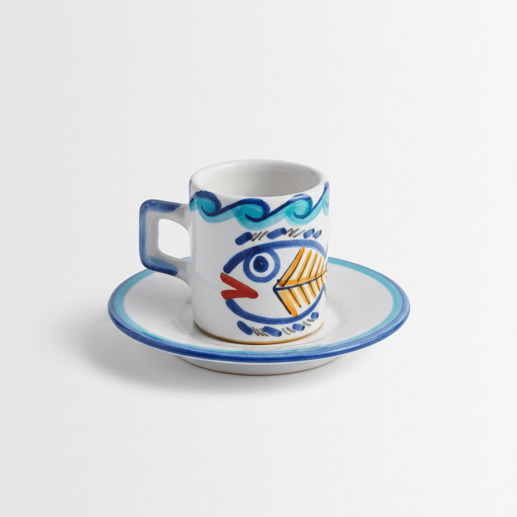 Tazzina da caffè cilindrica con piattino Levante - Sua Maestà Sicilia
