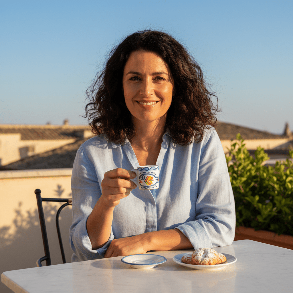 Tazzina da caffè cilindrica con piattino Levante - Sua Maestà Sicilia