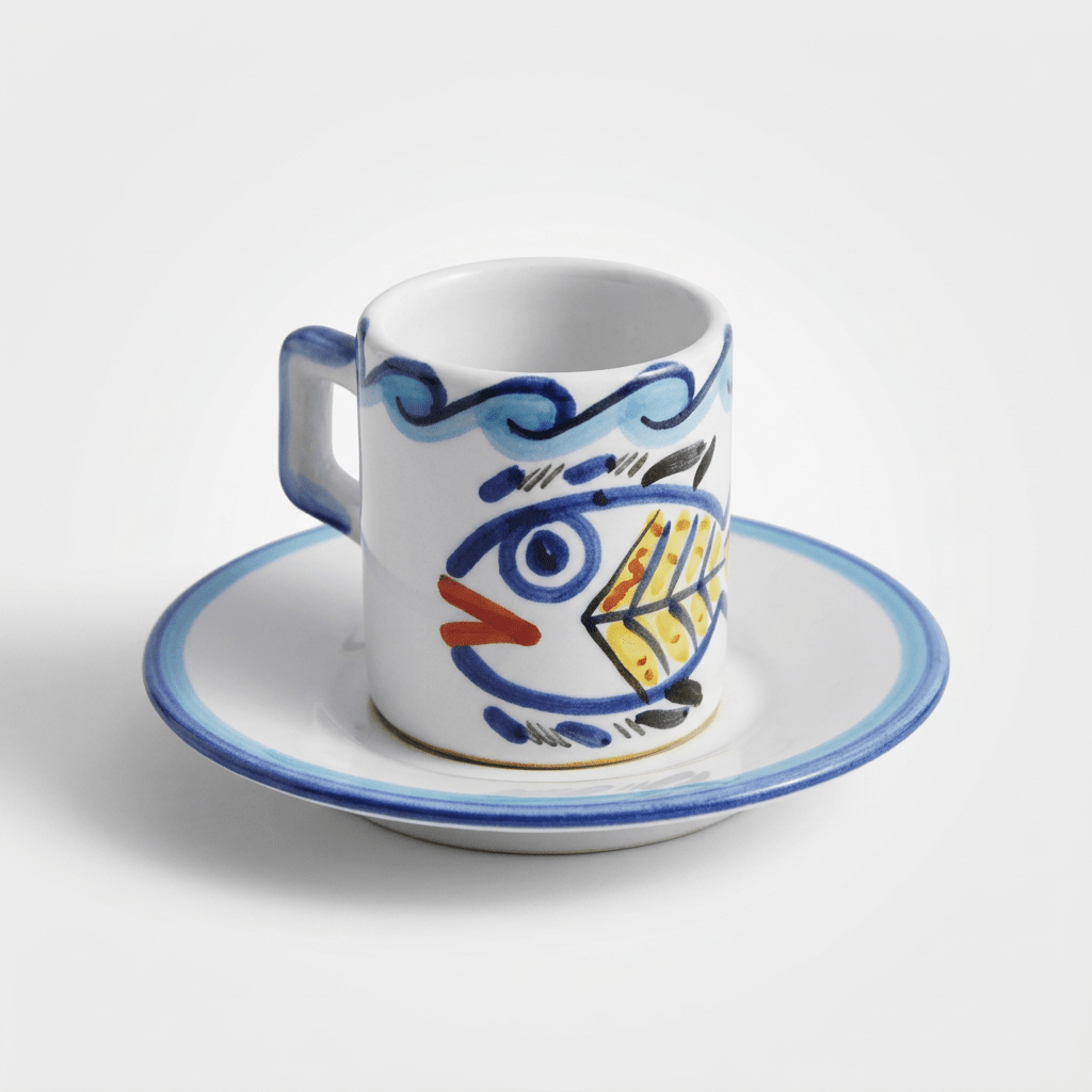 Tazzina da caffè cilindrica con piattino Levante - Sua Maestà Sicilia