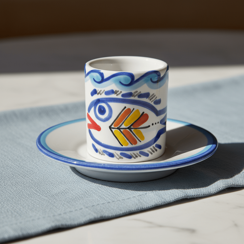 Tazzina da caffè cilindrica con piattino Levante - Sua Maestà Sicilia