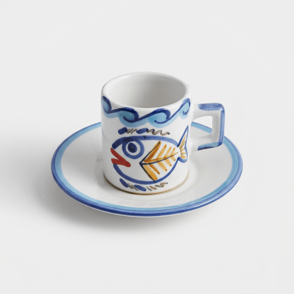 Tazzina da caffè cilindrica con piattino Levante - Sua Maestà Sicilia
