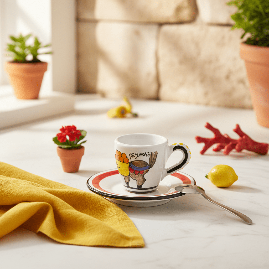 Tazzina da caffè con piattino Asinello - Sua Maestà Sicilia