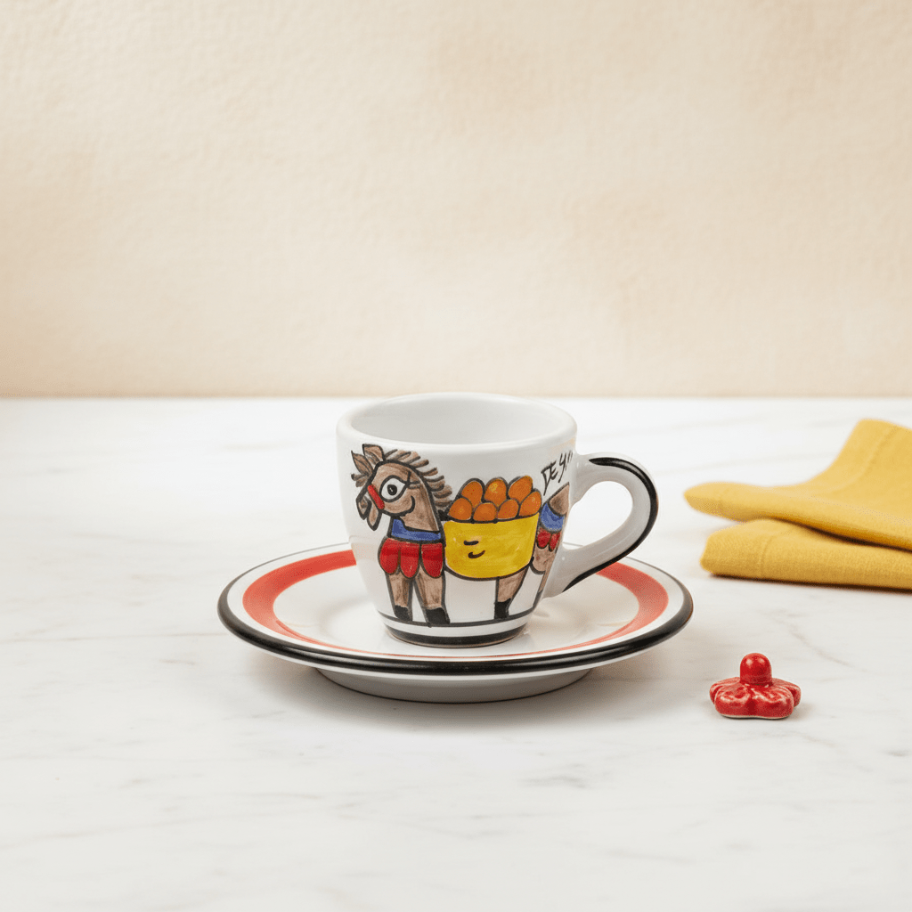 Tazzina da caffè con piattino Asinello - Sua Maestà Sicilia