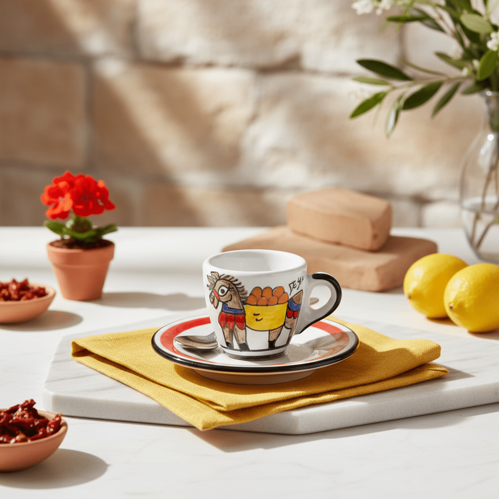 Tazzina da caffè con piattino Asinello - Sua Maestà Sicilia