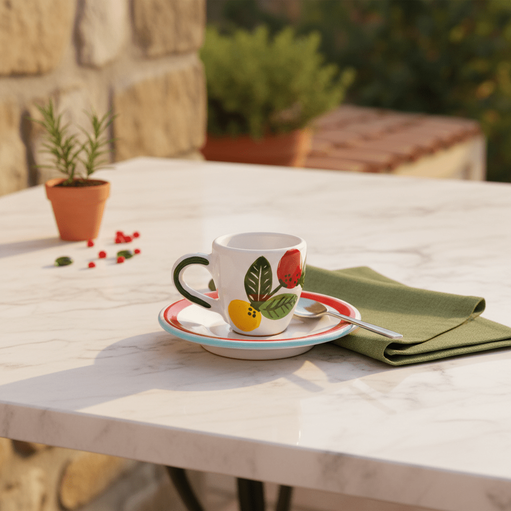 Tazzina da caffè con piattino Fantasia - Sua Maestà Sicilia