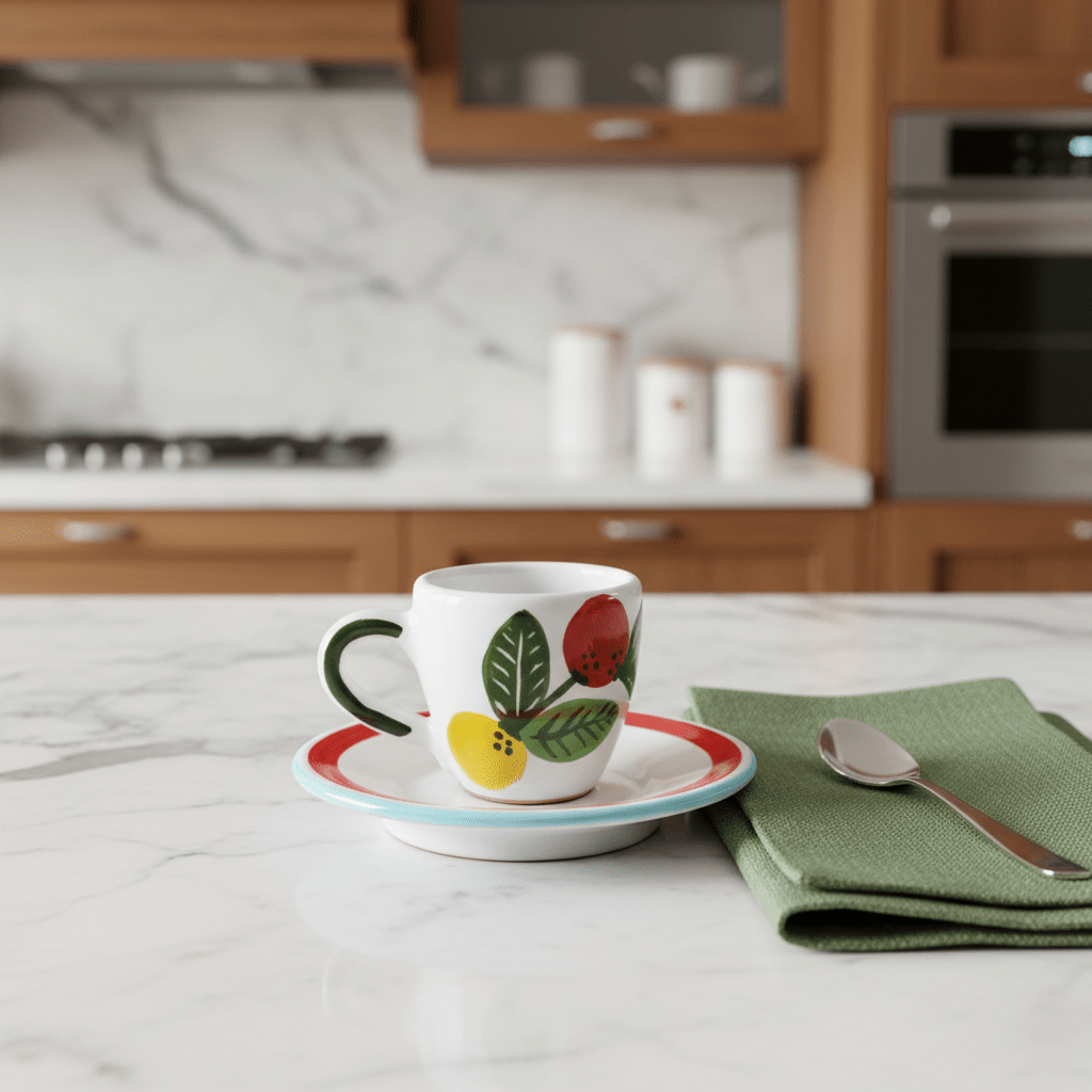 Tazzina da caffè con piattino Fantasia - Sua Maestà Sicilia