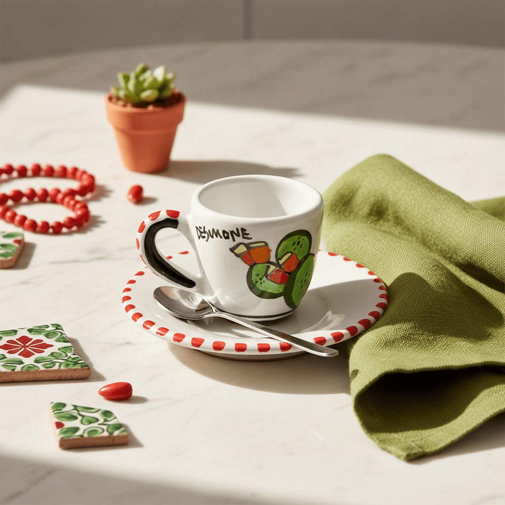 Tazzina da caffè con piattino Ficus - Sua Maestà Sicilia