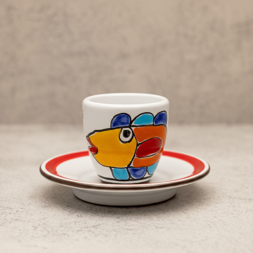 Tazzina da caffè con piattino Pesce - Sua Maestà Sicilia