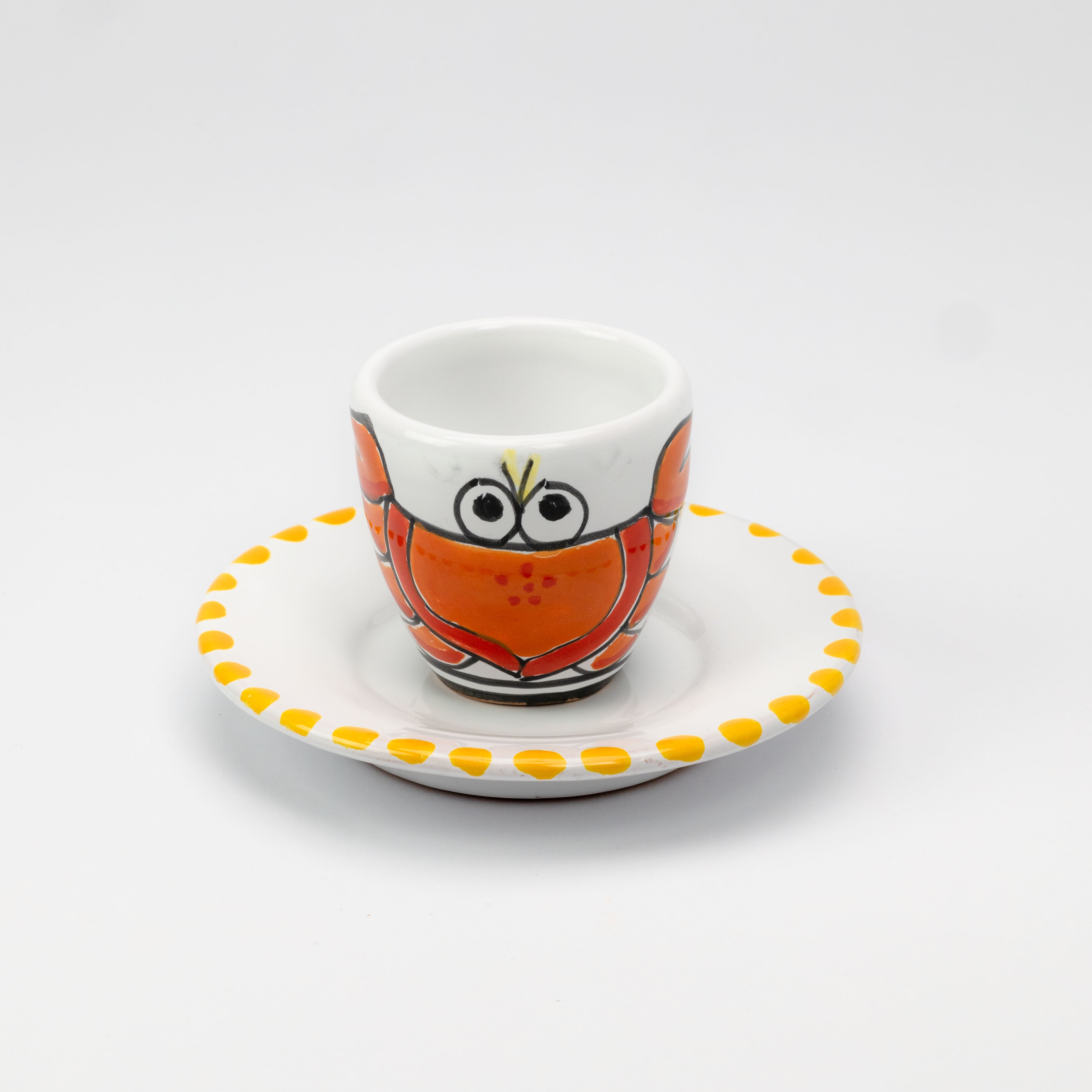 Tasse à café et soucoupe crabe