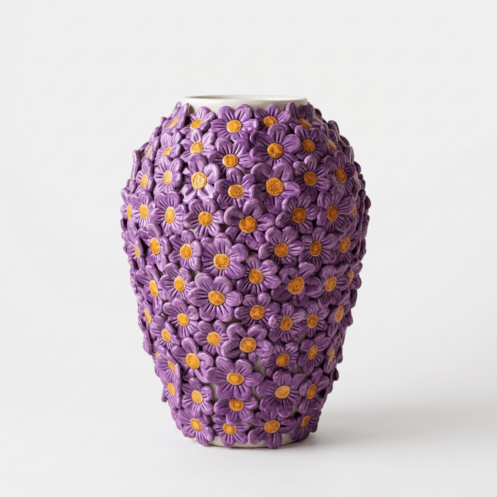 Vaso Bombato Margherite Lilla, 1 frontale