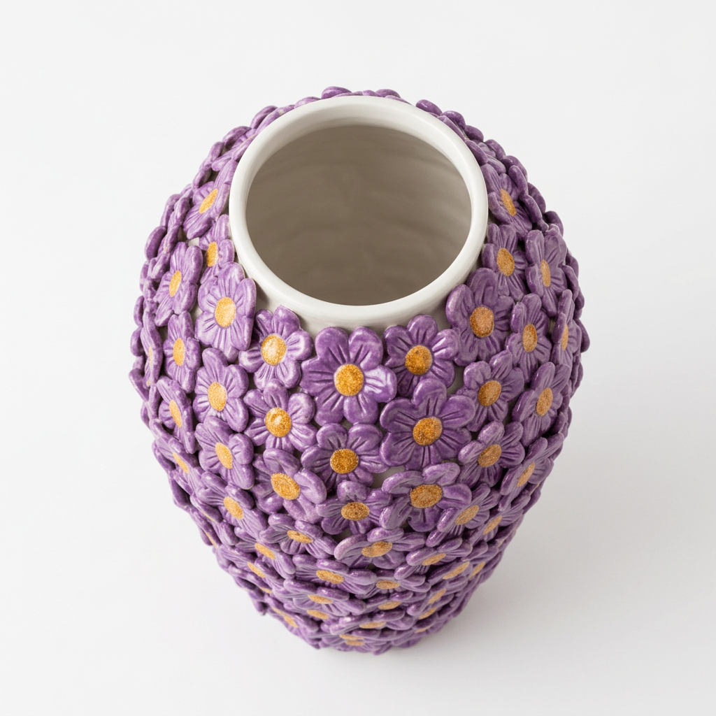 Vaso Bombato Margherite Lilla, 2 vista rialzata