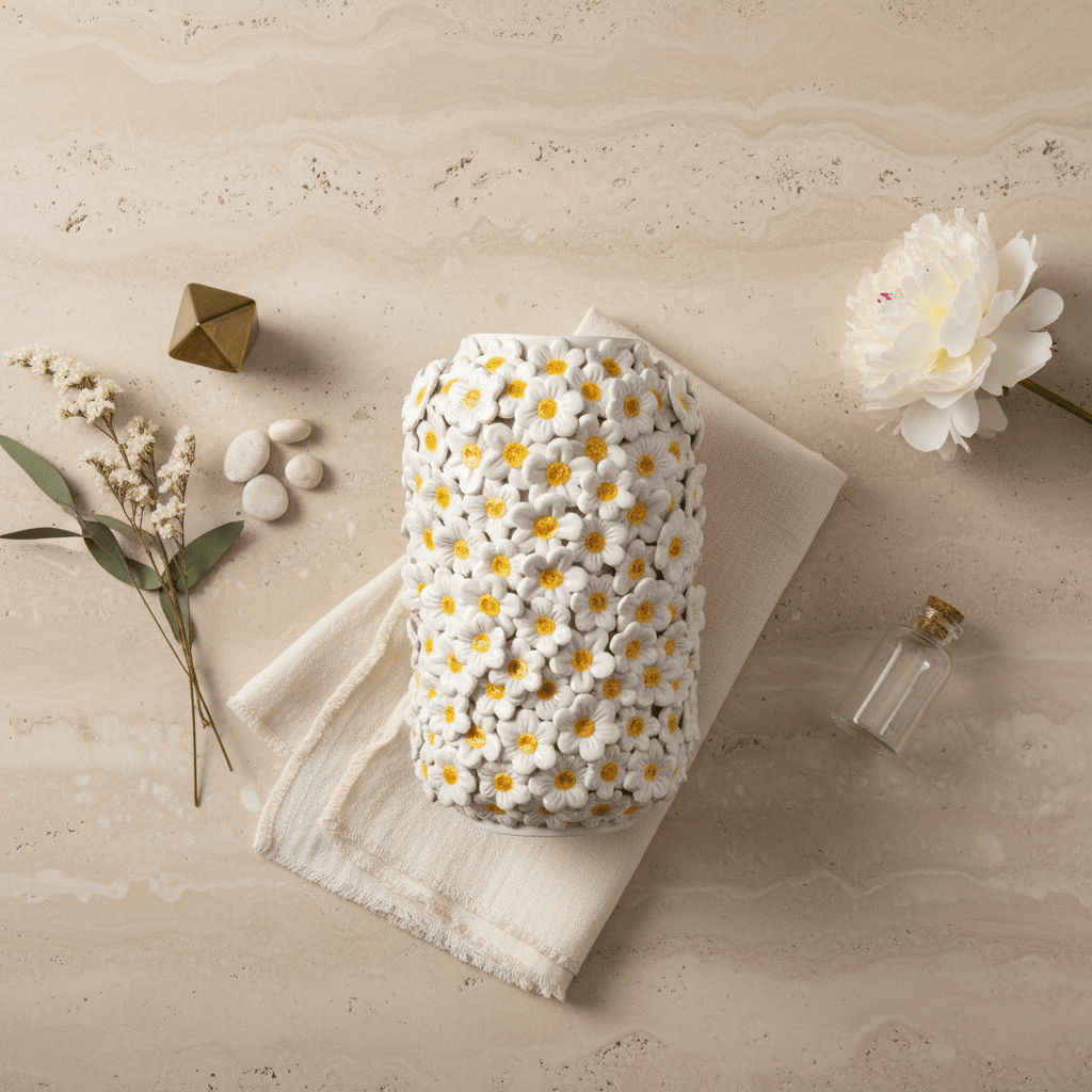 Vaso cilindro margherite bianco lucido - Sua Maestà Sicilia