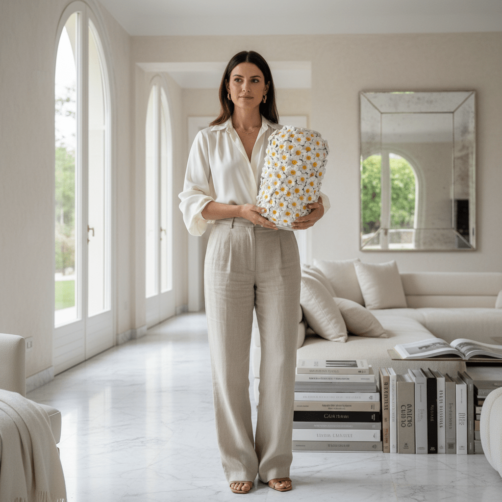 Vaso cilindro margherite bianco lucido - Sua Maestà Sicilia