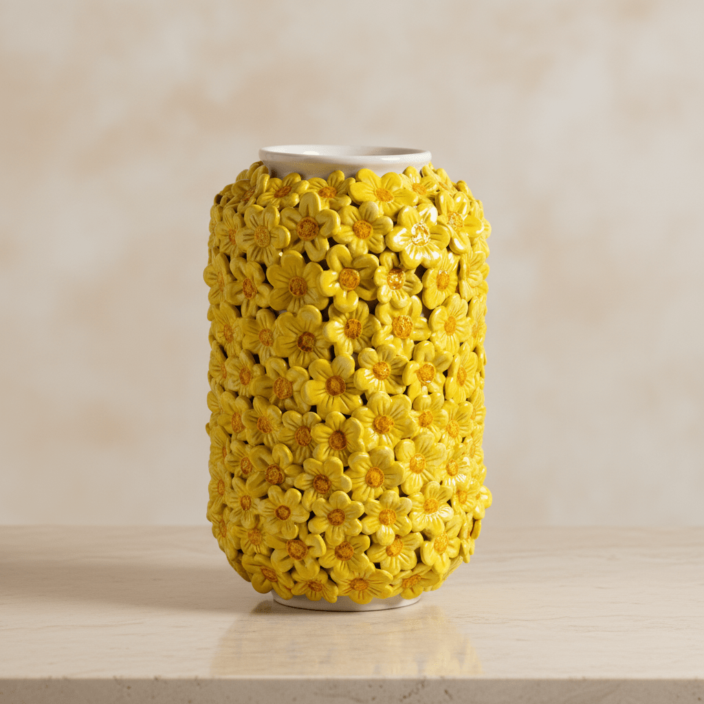 Vaso cilindro margherite gialle - Sua Maestà Sicilia