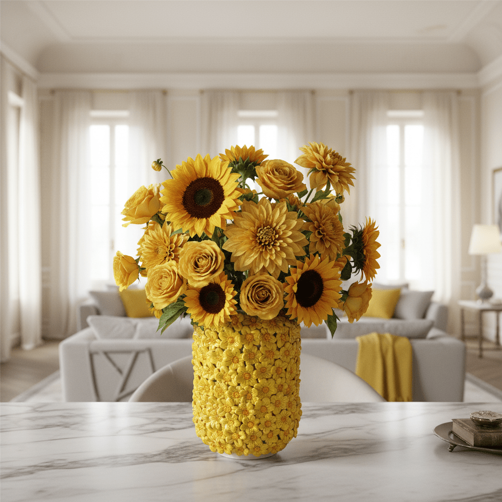 Vaso cilindro margherite gialle - Sua Maestà Sicilia