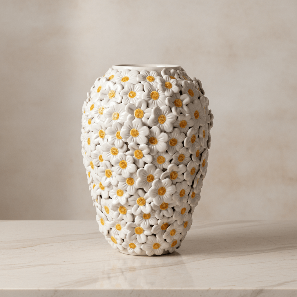 Vaso Margherita Bianco Lucido - Sua Maestà Sicilia