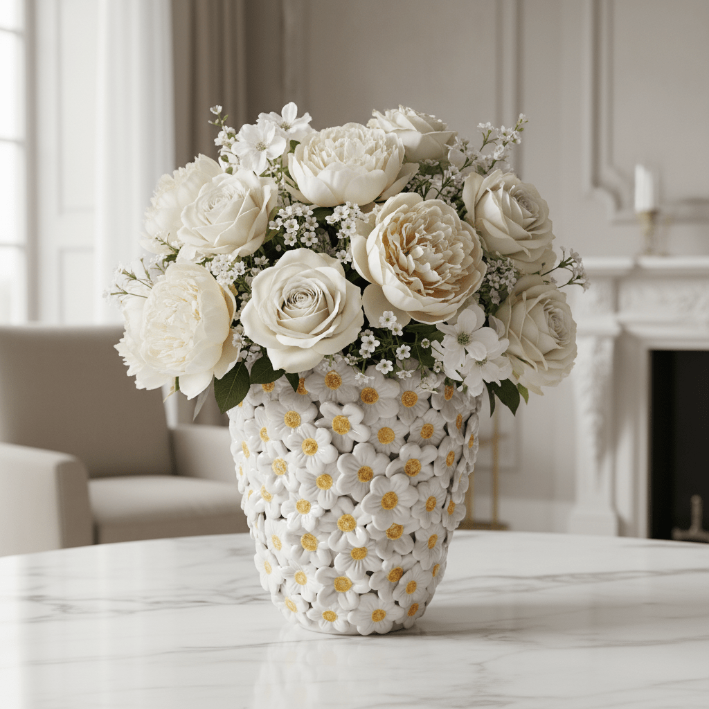 Vaso Margherita Bianco Lucido - Sua Maestà Sicilia