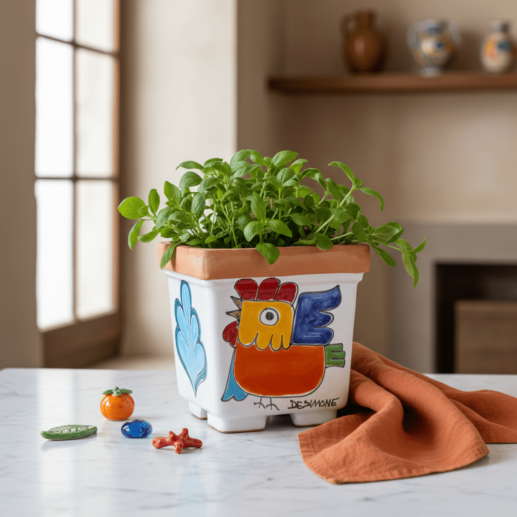 Vaso porta pianta quadrato Gallo - Sua Maestà Sicilia