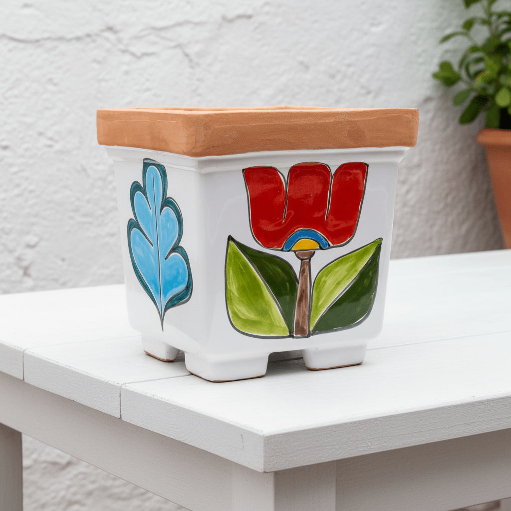 Vaso porta pianta quadrato Gallo - Sua Maestà Sicilia