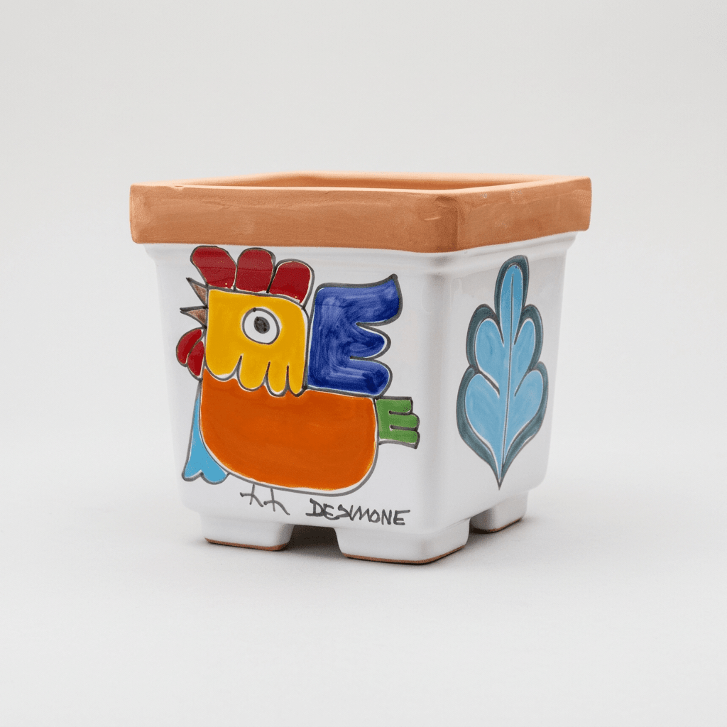 Vaso porta pianta quadrato Gallo - Sua Maestà Sicilia