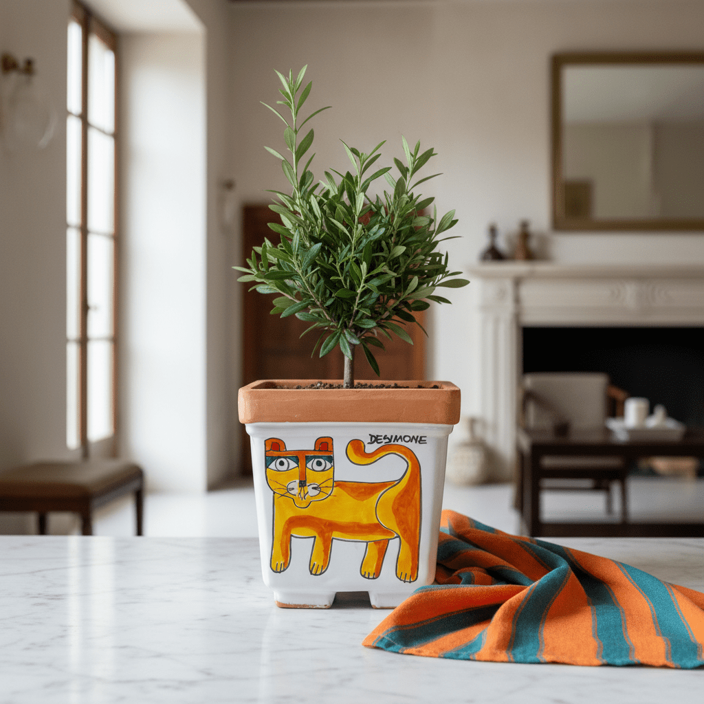 Vaso porta pianta quadrato Gatto - Sua Maestà Sicilia