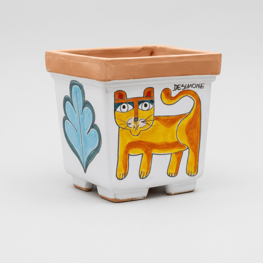 Vaso porta pianta quadrato Gatto - Sua Maestà Sicilia